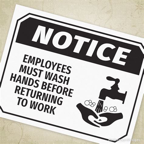 Employee Wash Hands Printable Sign