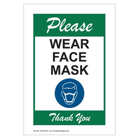 White Vertical Sign Please Wear Face Mask Thank You