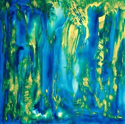 Abstract X35 Blue Yellow Green Original Acrylic Painting Abstract