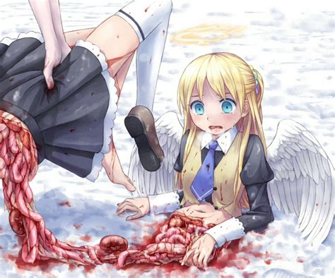 Guro Anime Animu Blood Guts Intestines Angel Blonde Win