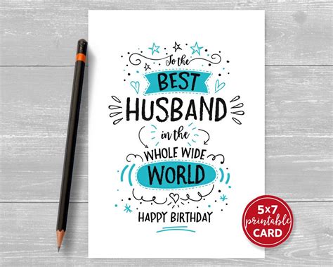 Printable Birthday Card For Husband To The Best Husband In