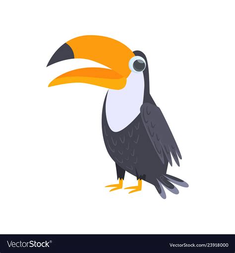 Black Toucan Standing With Big Beak Isolated Vector Image