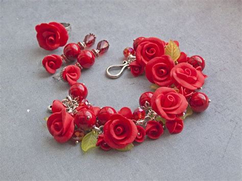 Polymer Clay Jewelry Red Roses Polymer Clay Roses Handmade Roses T