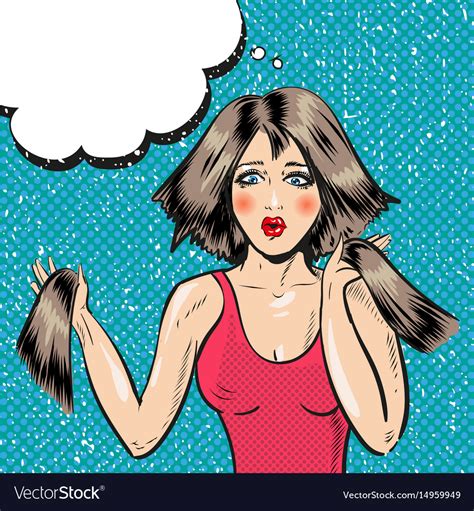 Pop Art Shocked Woman Face Royalty Free Vector Image