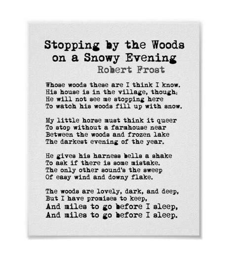 Stopping By The Woods On A Snowy Evening Robert Frost Poem Print