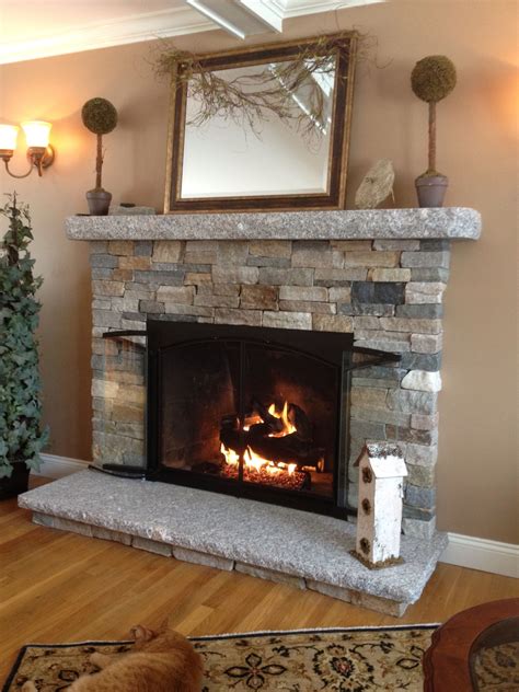 Stacked Stone Fireplace Mantel Ideas Stone For Fireplaces Indoor