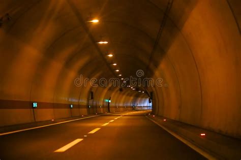 Curved Empty Highway Tunnel Stock Photo Image Of Night Architecture