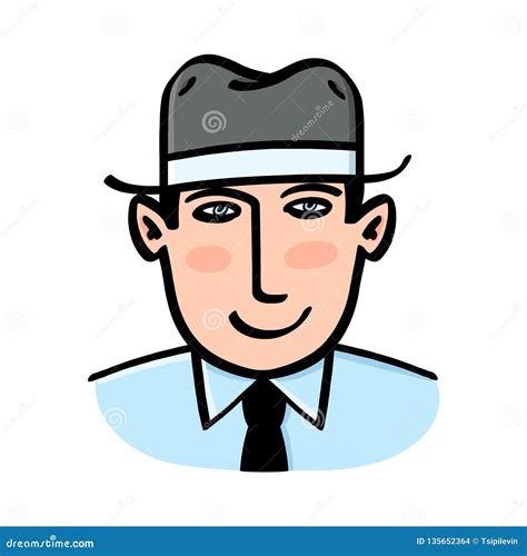 Man In A Hat Smiling Illustration Stock Illustration Illustration Of