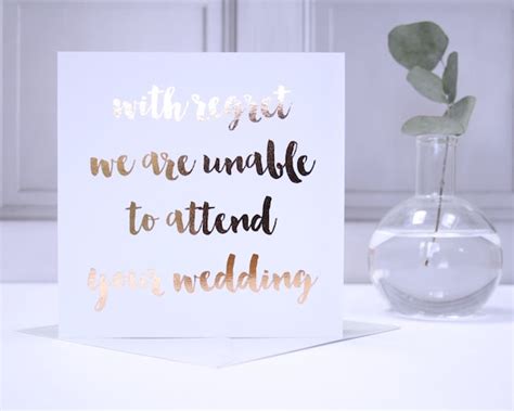 With Regret Typographic Foil Wedding Reply Card Wedding Etsy
