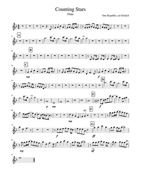 Counting Stars Sheet Music For Flute Solo
