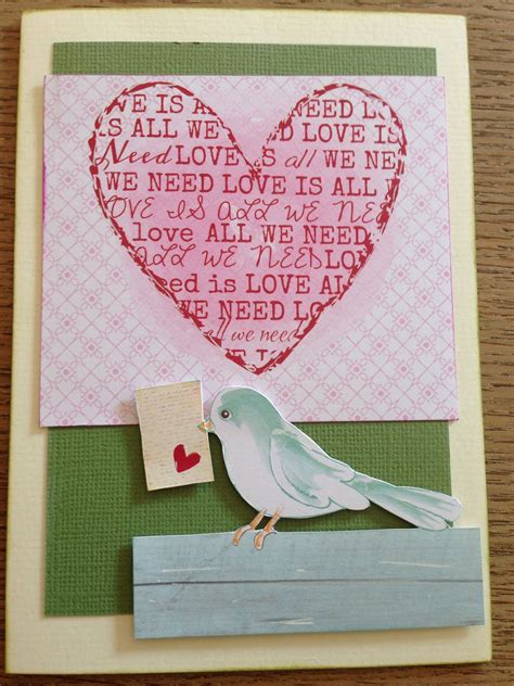 Håndlavet Kort Kærlighedsfugl Homemade Card Lovebird Need Love Love Is All Love Birds