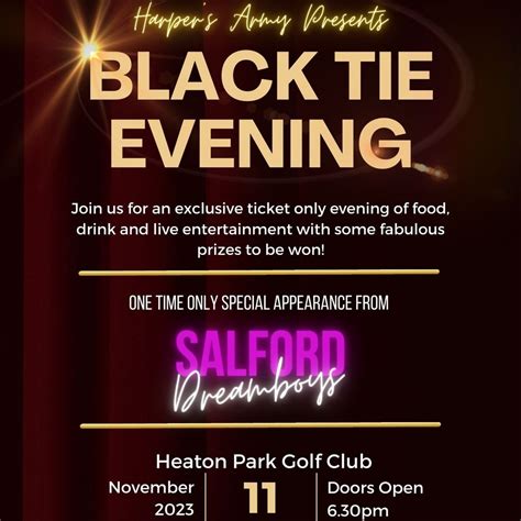 Black Tie Evening At Heaton Park Heaton Park Golf Club Manchester Sat 11th November 2023 Lineup