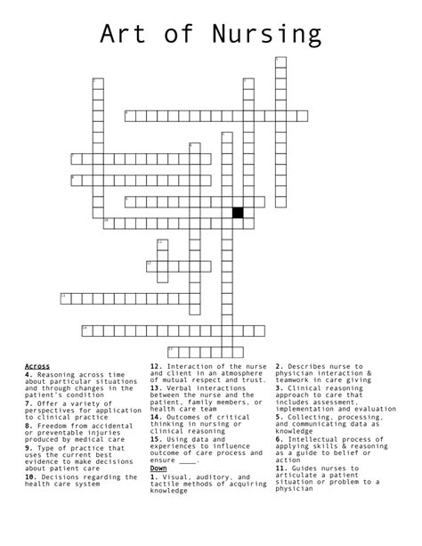 Nurse Crossword Puzzles Printable
