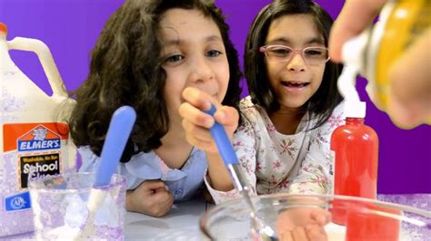Two Sisters Making Fluffy Slime With Shaving Foam Kidsvideo Making