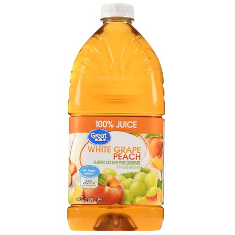 Great Value 100 Juice White Grape Peach 64 Fl Oz 1 Count