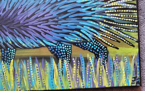 Porcupine Painting Abstract Animal Acrylic Original Artwork Etsy