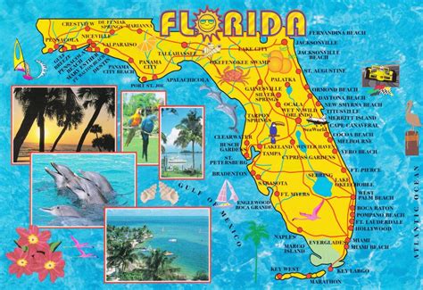 Illustrated Tourist Map Of Florida Florida Tourist Map Printable Maps