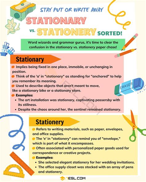 Stationary Vs Stationery Understanding The Difference • 7esl