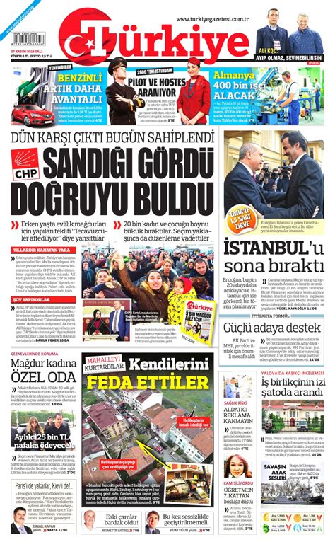 Türkiye Gazetesi Gazetesi 27 Kasım 2018 Salı