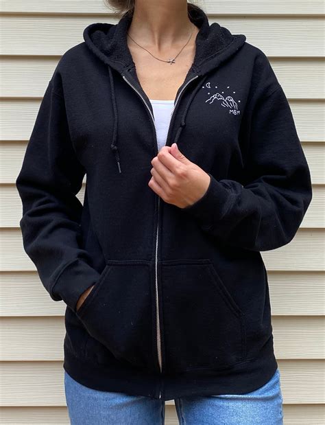 Custom Embroidered Zip Up Hoodie Simple Embroidery Design Etsy