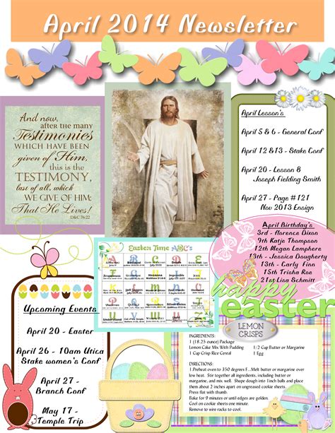 April Relief Society Newsletter | Relief society newsletter, Relief society activities, Relief 