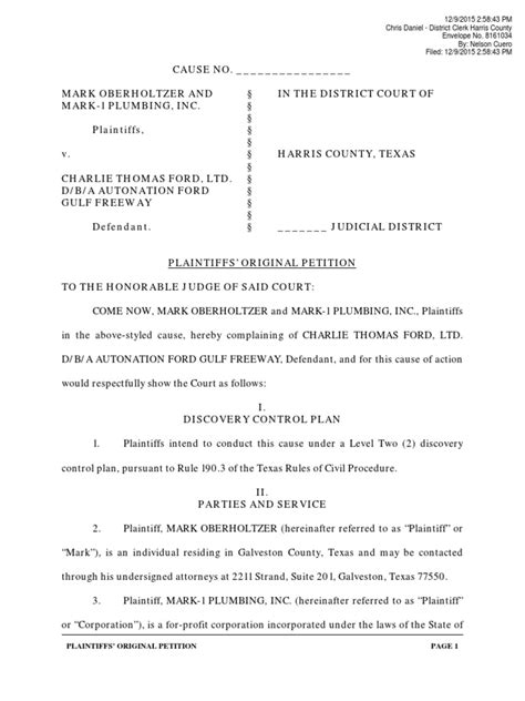 Maybe you would like to learn more about one of these? Mark-1 Plumbing, Inc. v. Charlie Thomas Ford, Ltd ...