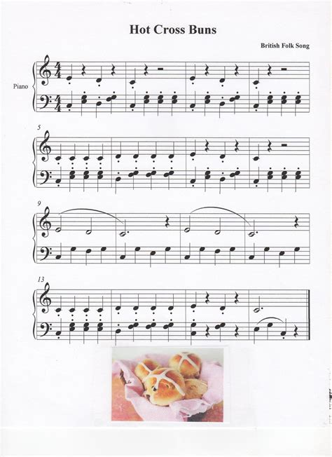 Hot Cross Buns Piano Music Lessons Piano Sheet Music Easy Piano