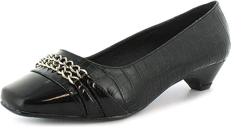 Womensladies Black Wide Fitting Low Court Shoes Eee Fit Patent