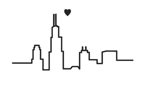 Chicago Skyline Outline Simple Maybe For Ankle Tattoo Chicago