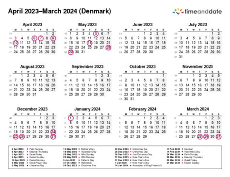 Printable Calendar 2023 For Denmark Pdf