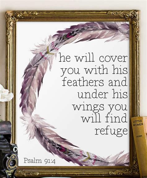 Printable Art He Will Cover You With His Feathers Psalm 914 Etsy