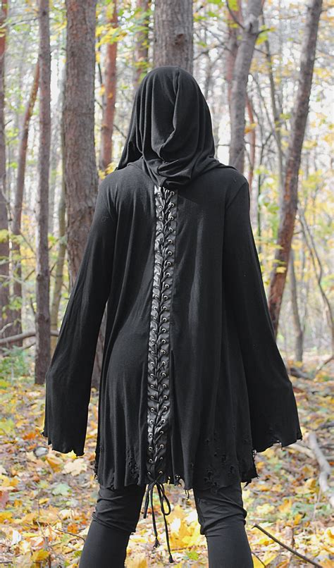 Witch Witchy Goth Gothic Occult Big Hood Ritual Cloak With Lacing