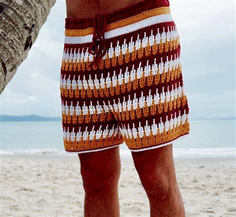 mens shorts crochet pattern beach shorts striped pattern etsy denmark in 2023 crochet men