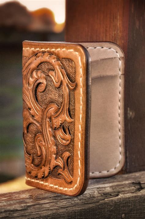 Custom Hand Tooled Wallet Handstitched Leather Wallet Custom Leather