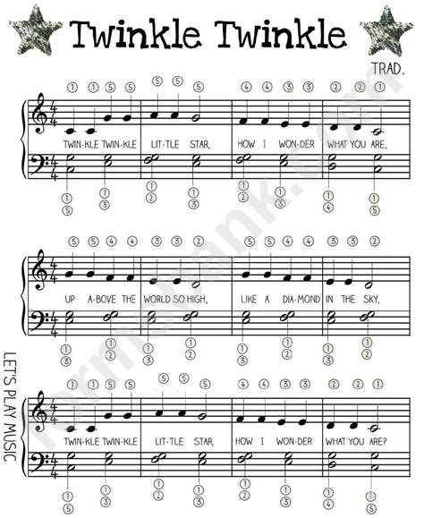 Twinkle Little Star Piano Sheet Music