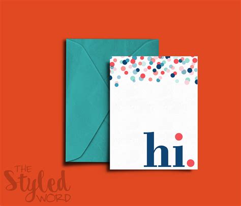 Hi Blank Card Blank Inside Greeting Card Just To Say Hi Etsy Blank