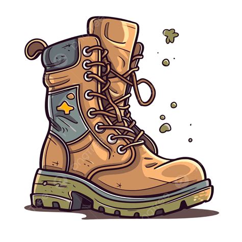 Sepatu Bot Vektor Gambar Ilustrasi Kartun Sepatu Boot Stiker Clipart