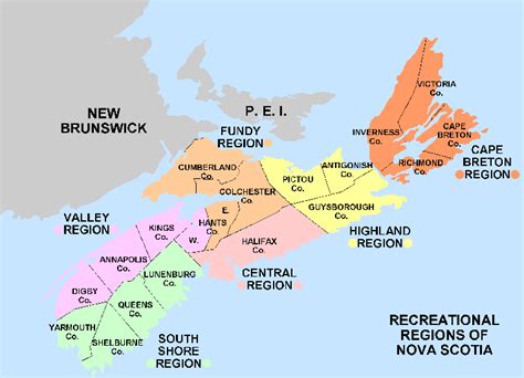 Recreational Regions Of Nova Scotia