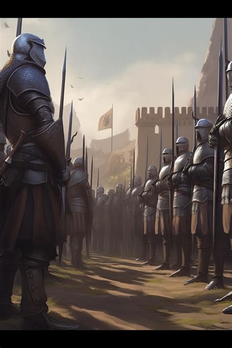 Generar Un 2d Imagen De Un Medieval Ejército En Formación Con Soldados