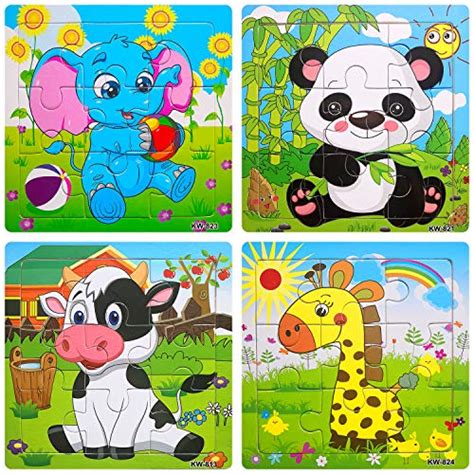 Wooden Jigsaw Puzzles Set For Kids Age 3 5 Year Old Animals Preschool