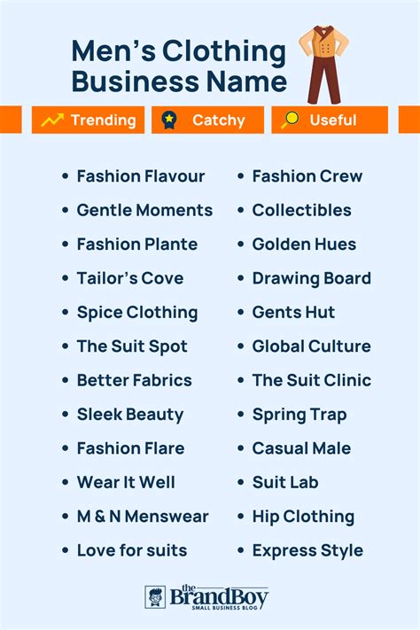 Men S Clothing Brand Name Ideas Generator Examples Thebrandboy