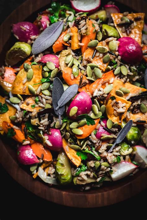 Fall Harvest Salad With Roasted Vegetables And Wild Rice Crowded