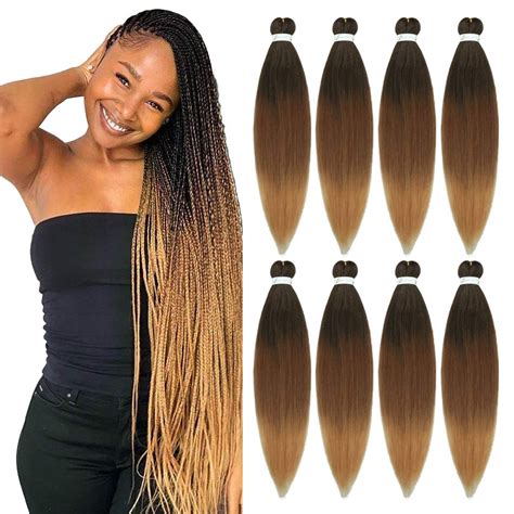 8 packs pre stretched braiding hair 3 tone ombre braiding hair for braids twist 26 inch itch