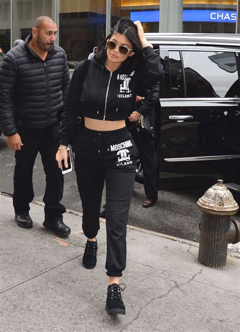 Kylie Looks Sporty Chic In Matching Black Sweatpants And Crop Top That
