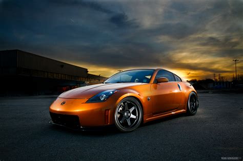 Wallpaper Sunset Orange Sports Car Nissan 370z 350z Wheel