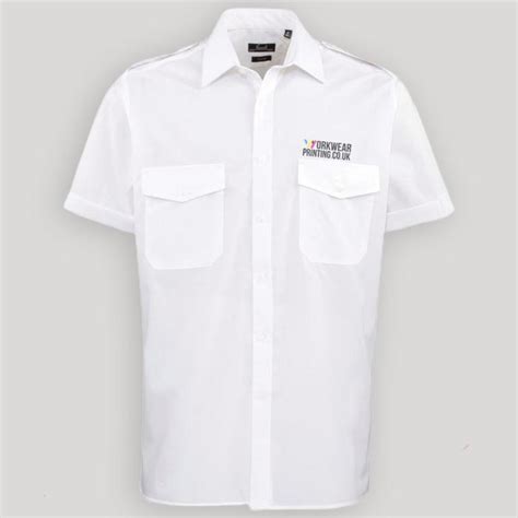 Mens Premier Short Sleeve Pilot Shirt Workwear Printing Uk