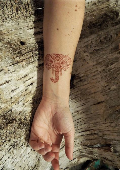 2 temporary henna tattoos elephant etsy