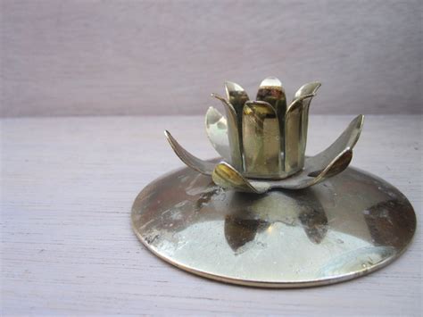 Brass Lotus Candle Holders Set Of 2 Etsy