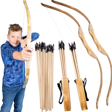 Island Genius Classic Wooden Bow And Arrow Archery Set Outdoor Games