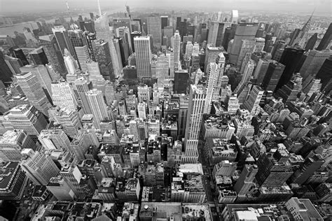 New York City Aerial View In Black And White High Resolution Photography